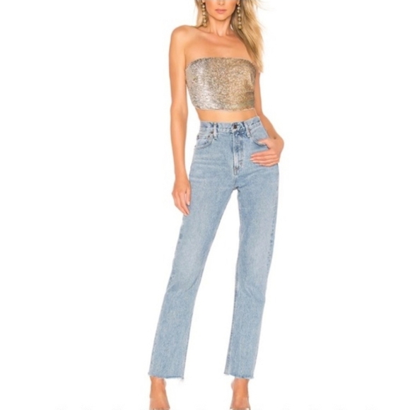 AGOLDE CHERIE JEANS HIGH RISE STRAIGTH LEG FRAYED HEM WOMENS SIZE 24 - Picture 1 of 13